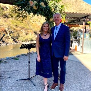 Adrienne Pappel size 10.  Never worn.  I had to get the 12 for my bust.